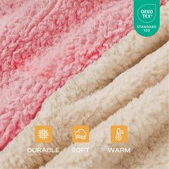 Manta Luciphia de dos caras en rosa, ideal para sofá y cama de mascotas.