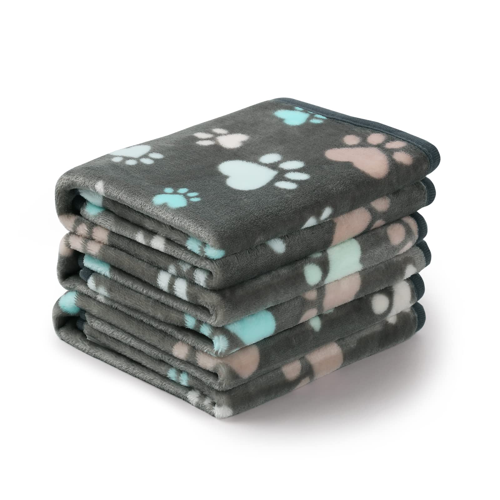 Luciphia manta para mascotas con huellas gris, tamaño mediano 30x20, suave y cálida.