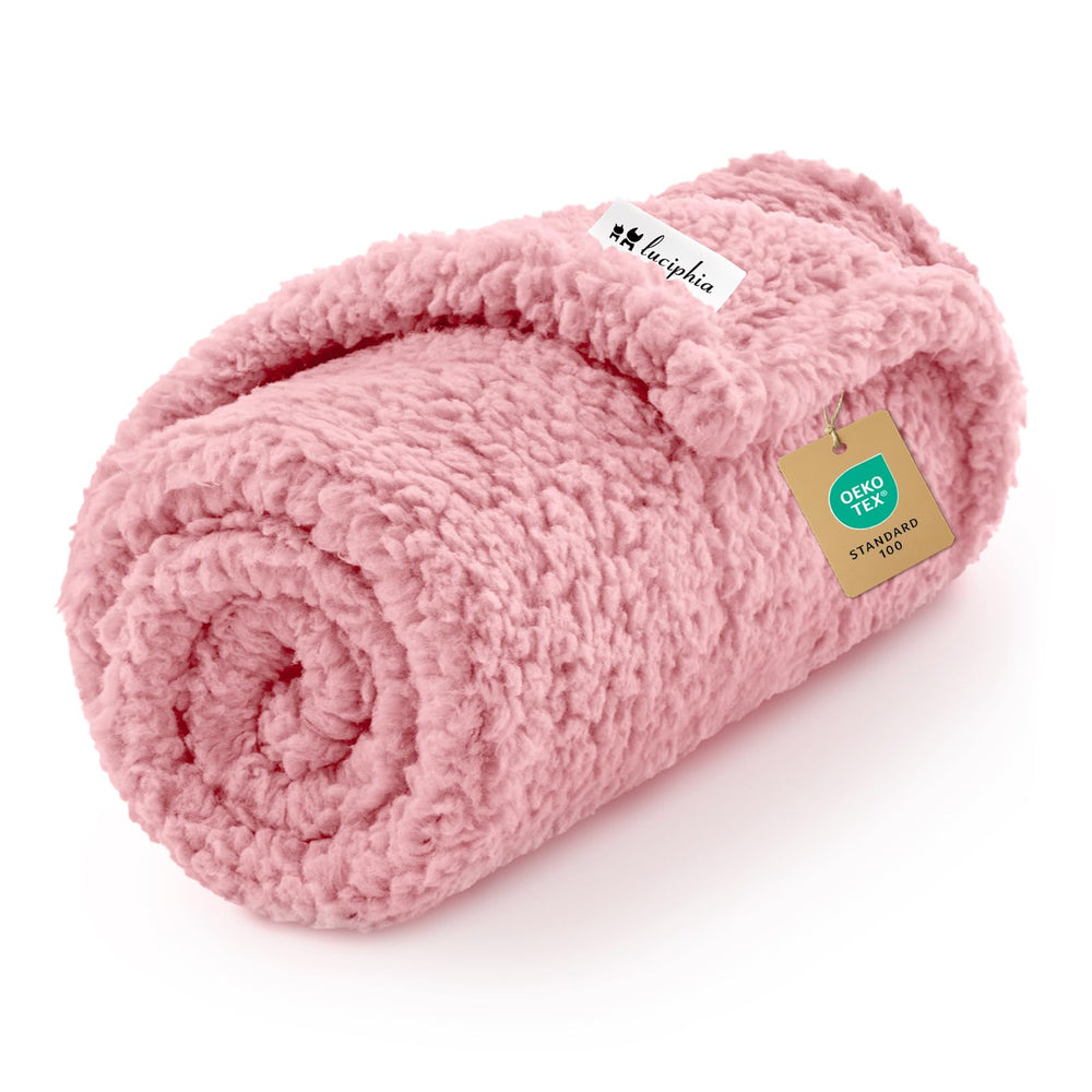 Manta Luciphia rosa de peluche para perros pequeños, suave y cálida para el sofá.