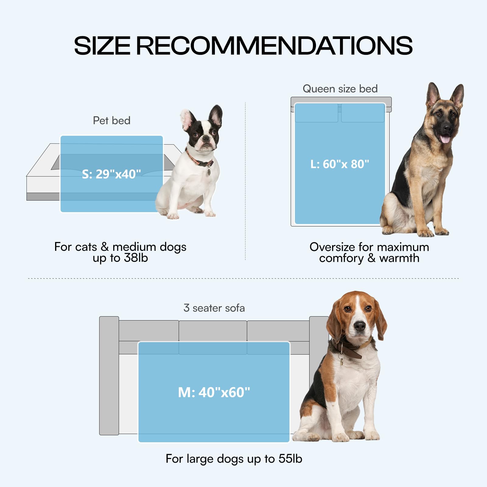 Manta extra grande Luciphia 60x80 para perros y gatos.