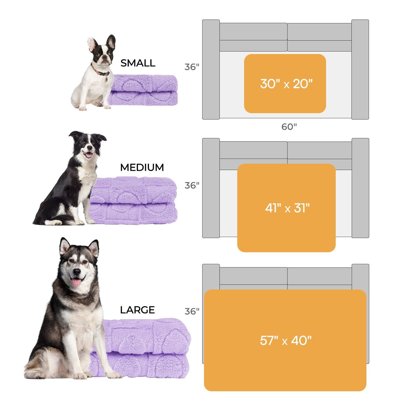 Luciphia manta tamaño 57x40 pulgadas, adecuada para perros grandes
