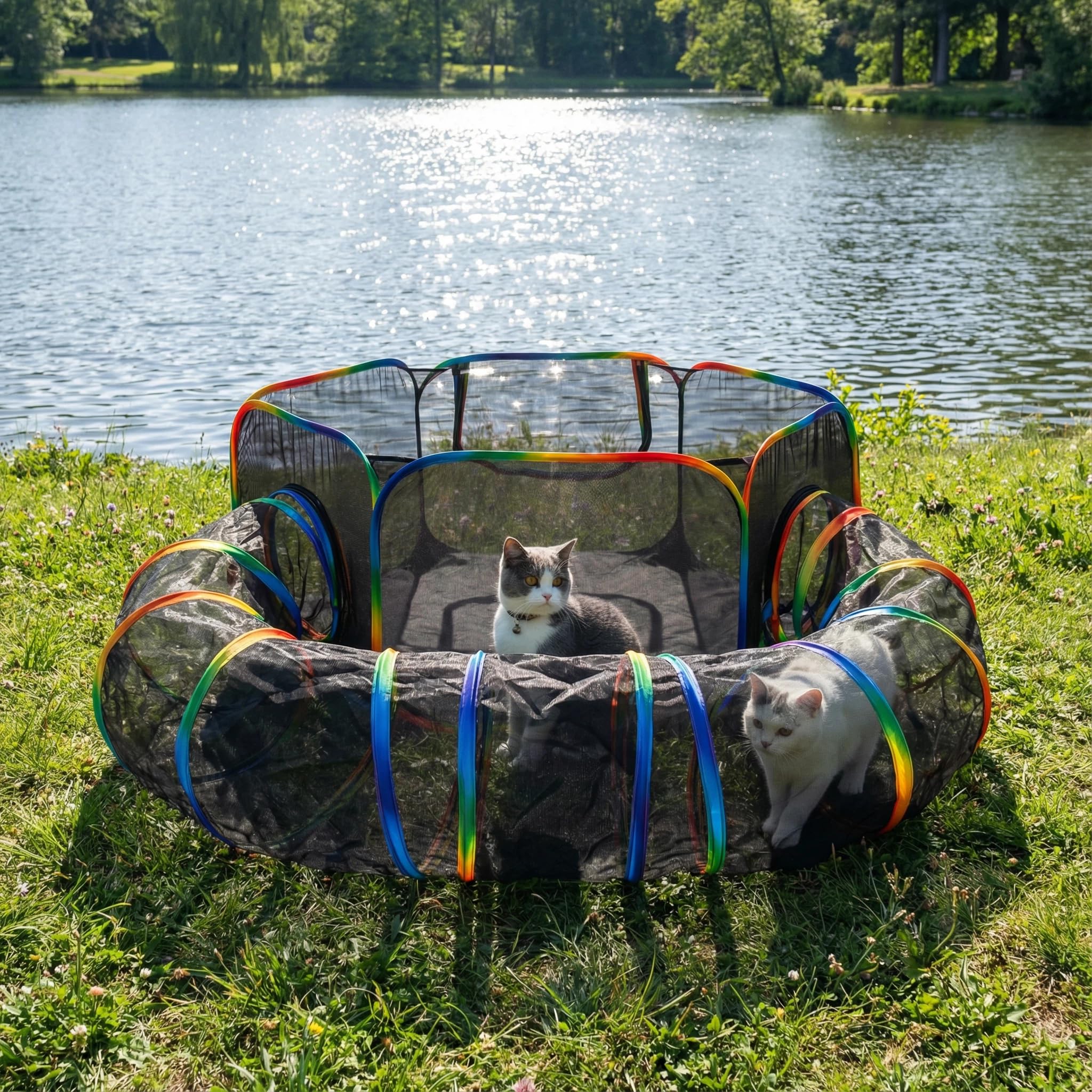 LUCKITTY Catio portátil: túnel conectable para ampliar el área de juego.