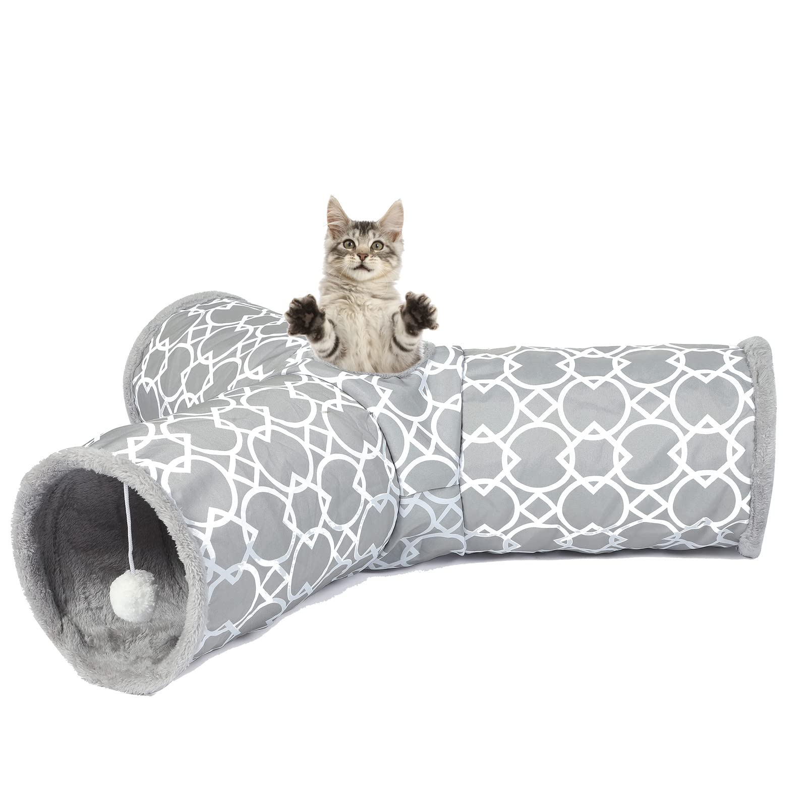 LUCKITTY túnel geométrico de 3 vías con felpa interior para juego seguro.