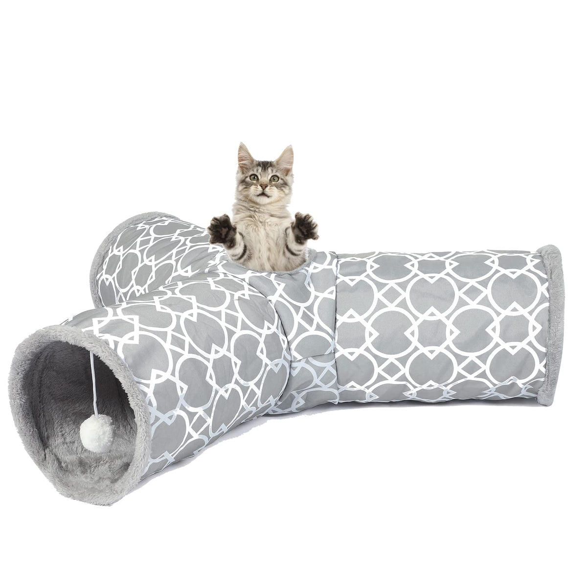 LUCKITTY túnel geométrico de 3 vías con felpa interior para juego seguro.