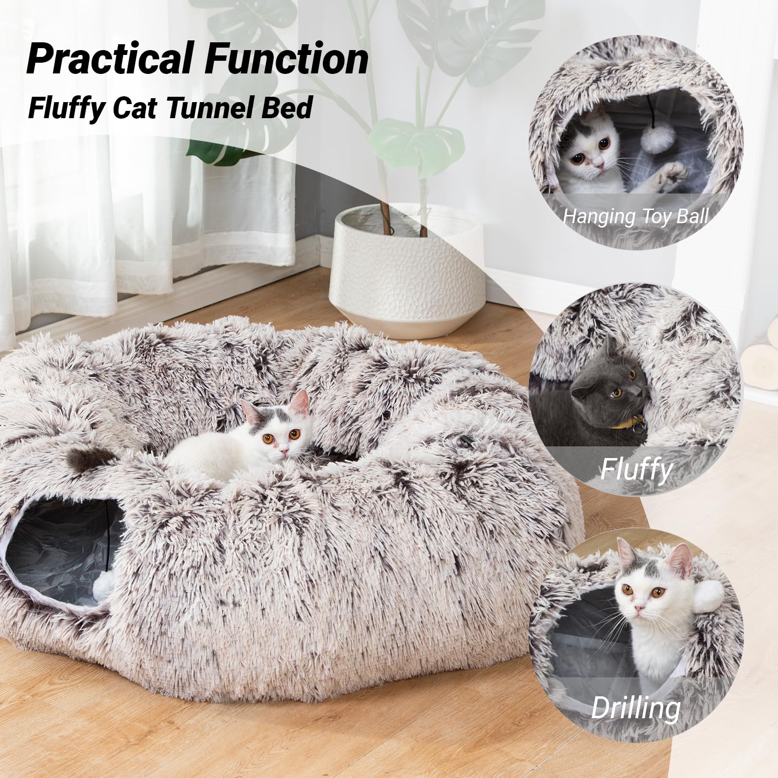 LUCKITTY tunel-gato-almohadon-interior-removible facilita limpieza y descanso cómodo