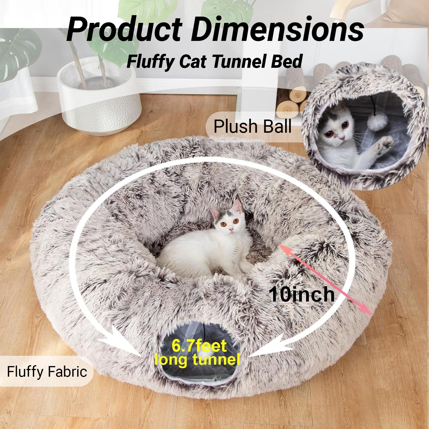 LUCKITTY tunel-gato-configuracion-circulo ofrece juego y descanso seguro para tu mascota