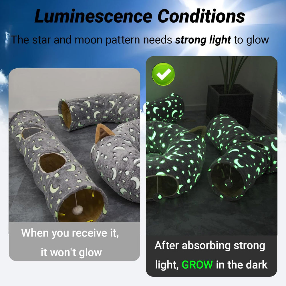 LUCKITTY tunel cama gato arbol navidad estrella: iluminación nocturna para momentos de juego.