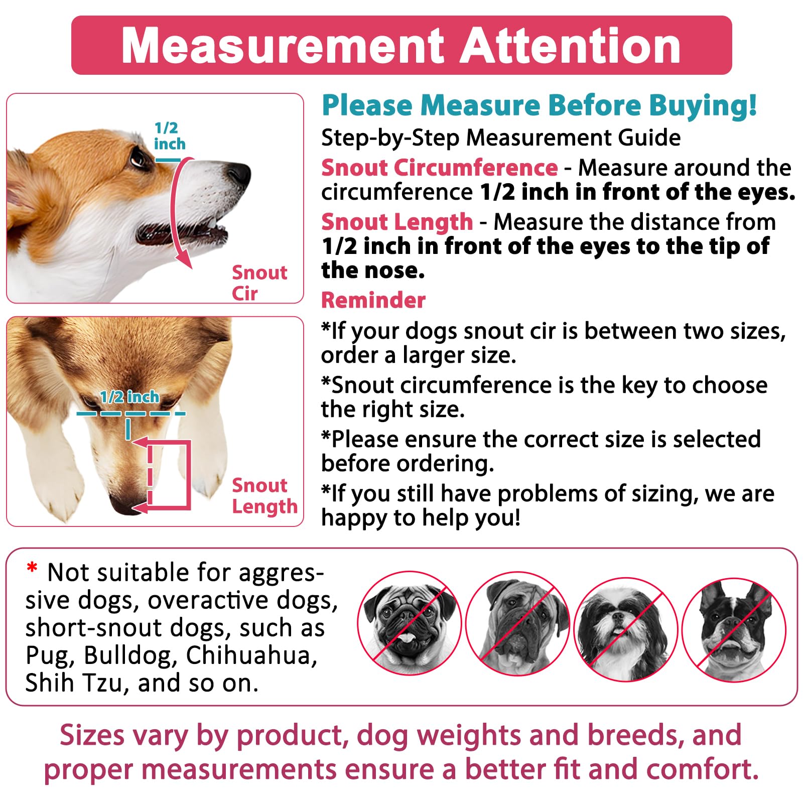 LUCKYPAW bozal ajustable con correa para ajuste seguro