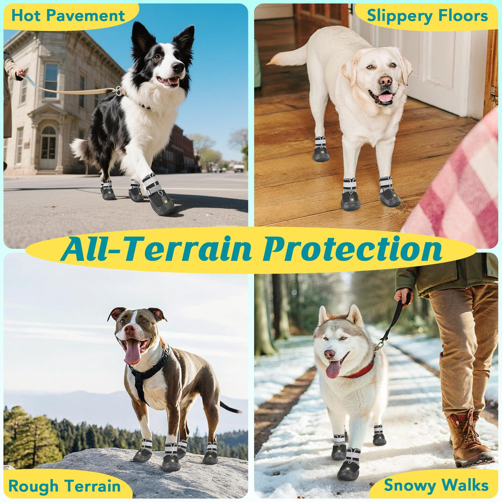 LUCKYPAW botas con correas reflectantes ajustables para seguridad nocturna.