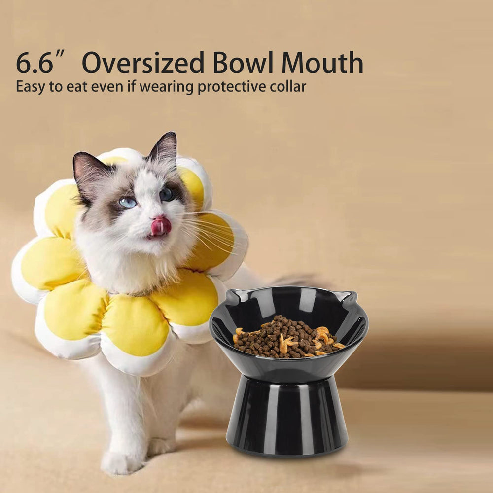 LuckyPots plato elevado para gato, ergonomía del cuello en la comida
