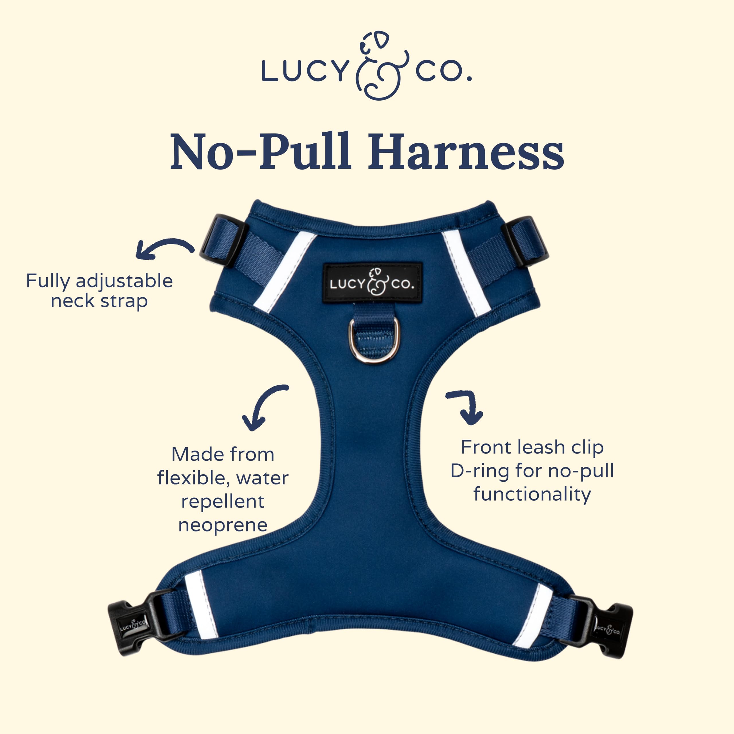 Lucy & Co. arnés No-Tira detalle D-Rings, dos puntos de sujeción para entrenamiento.