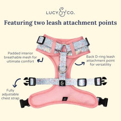 Lucy y Co. Ditsy Daydream: clip frontal ajustable para control suave de la mascota.