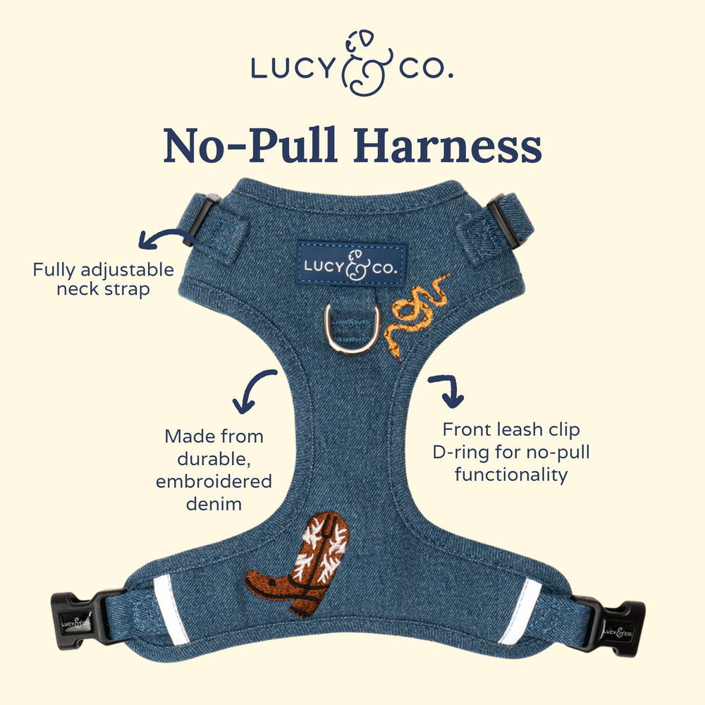 Lucy & Co. Giddy Up arnés de doble anilla para mayor versatilidad.