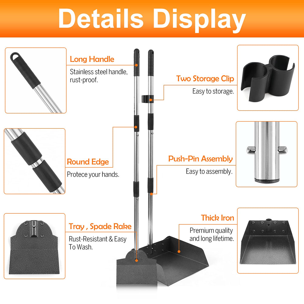 LUFFWELL Recogedor con mango ajustable extensión de 38,2 pulgadas para alcance ergonómico.