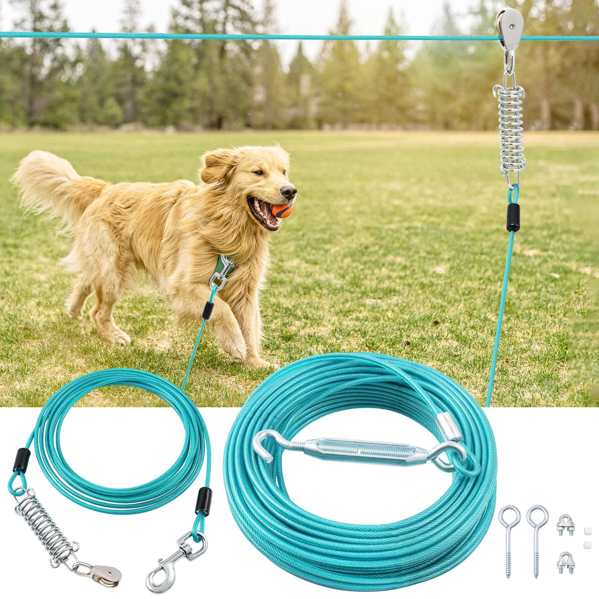 LUFFWELL sistema-perro-correr-100ft: libertad segura en el jardín