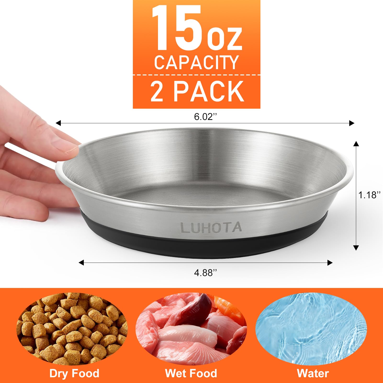 Base de silicona antideslizante mantiene estable el cuenco durante la comida.