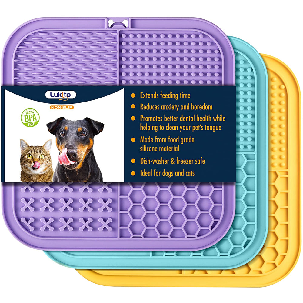 LUKITO tapete lamer para perros y gatos con texturas variadas para lamido prolongado.