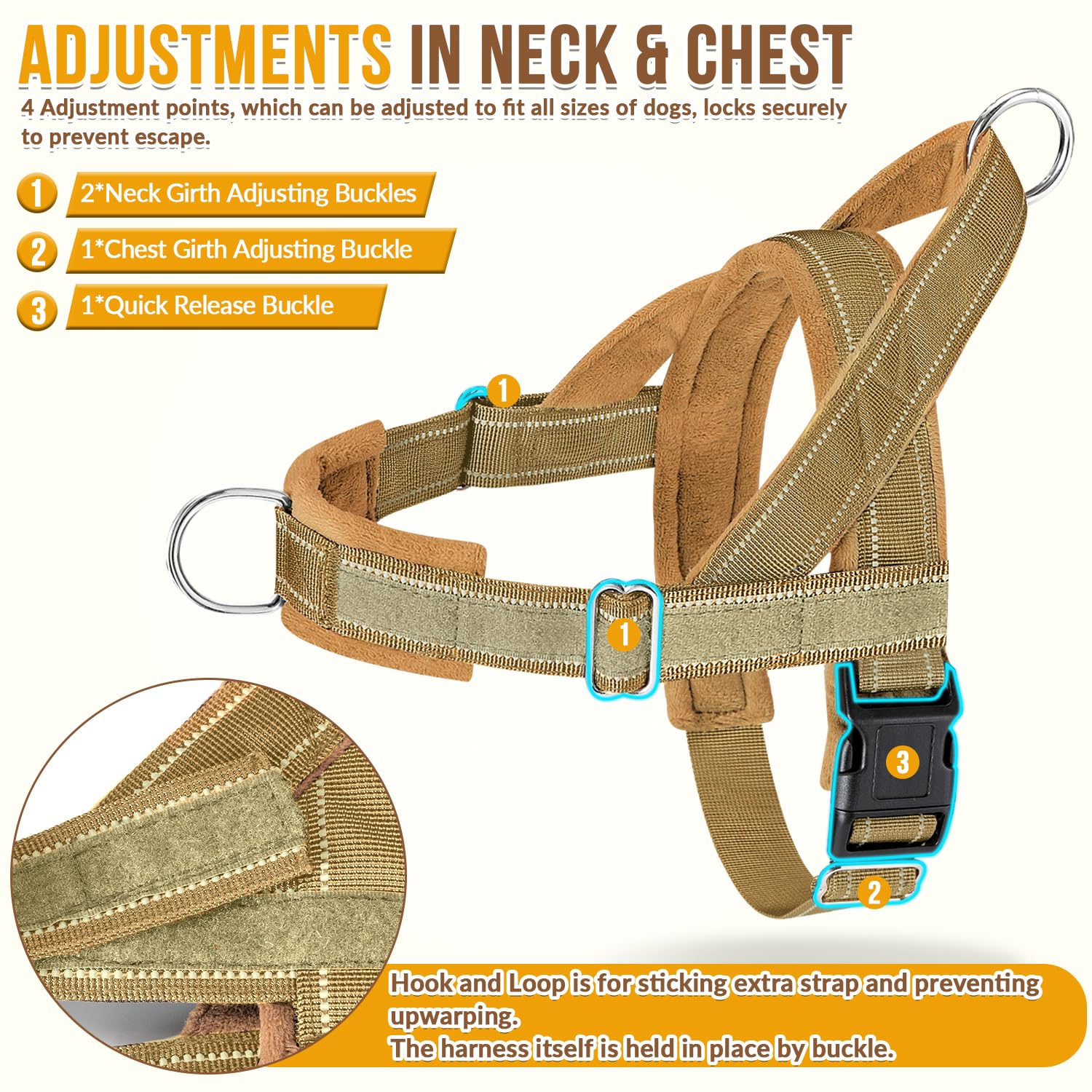 Arnés Lukovee con ajuste cuello y pecho para un calce fácil.