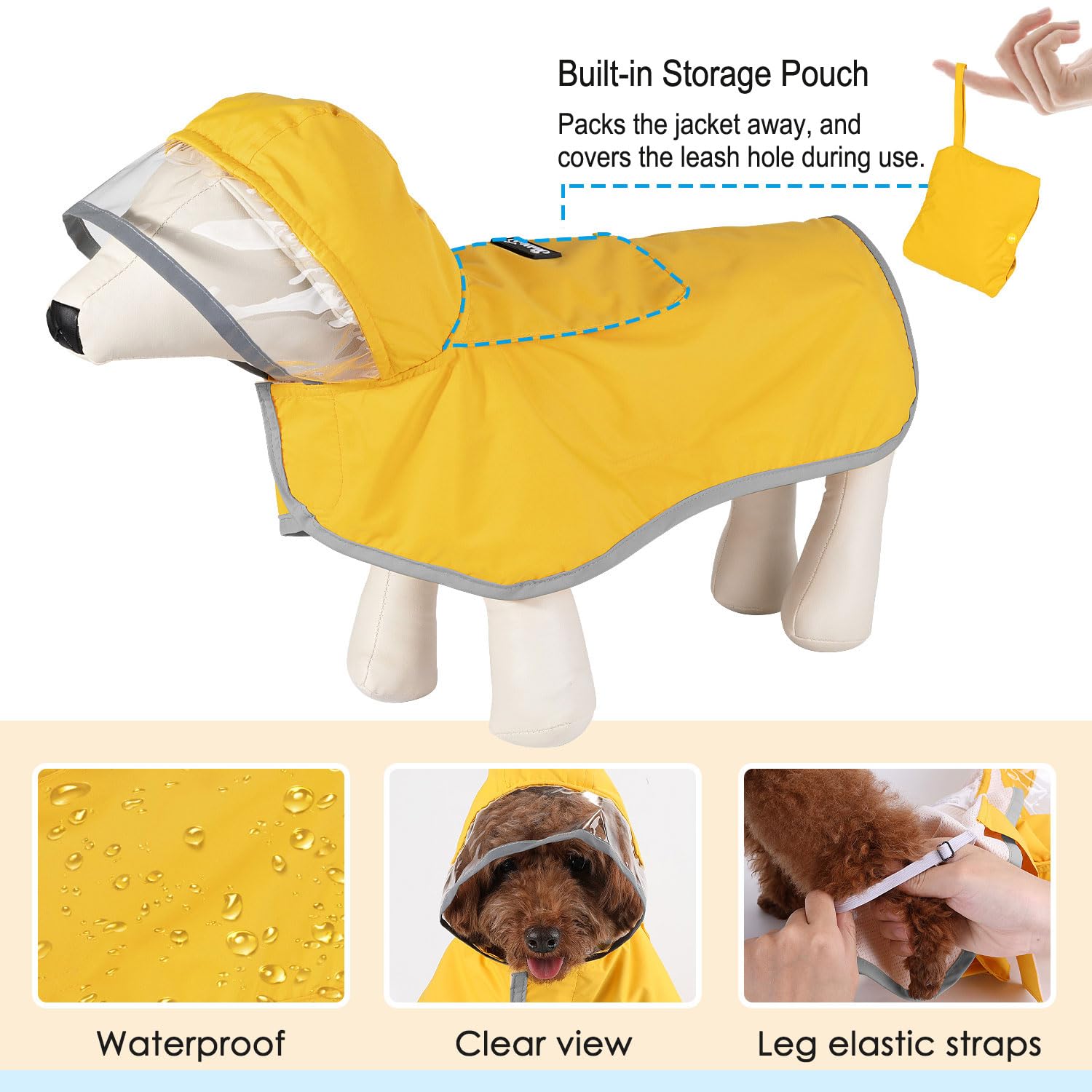 Lukovee chaqueta lluvia para perro ajuste rápido