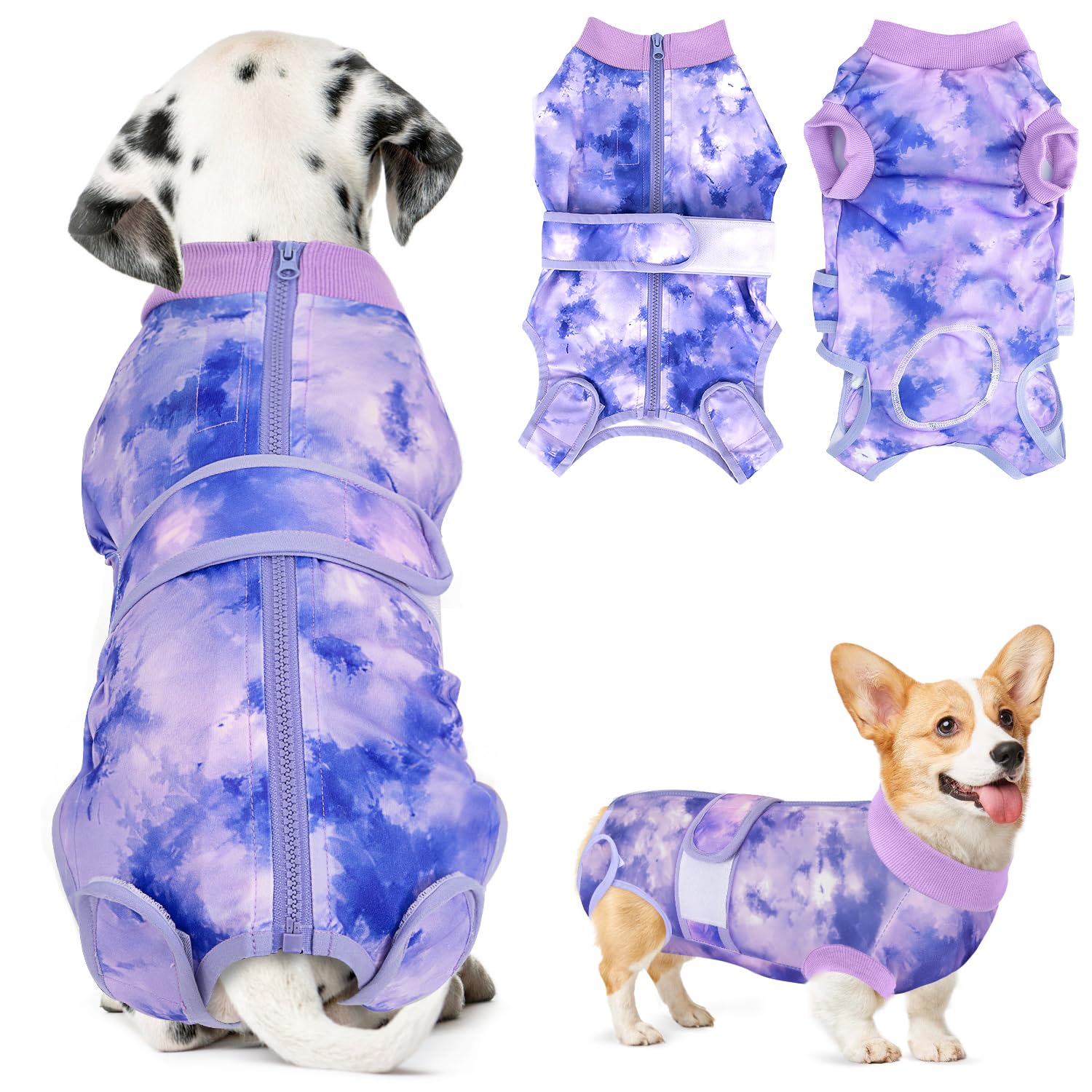 Lukovee Recovery Suit para perros, cremallera dorsal facilita vestirlo