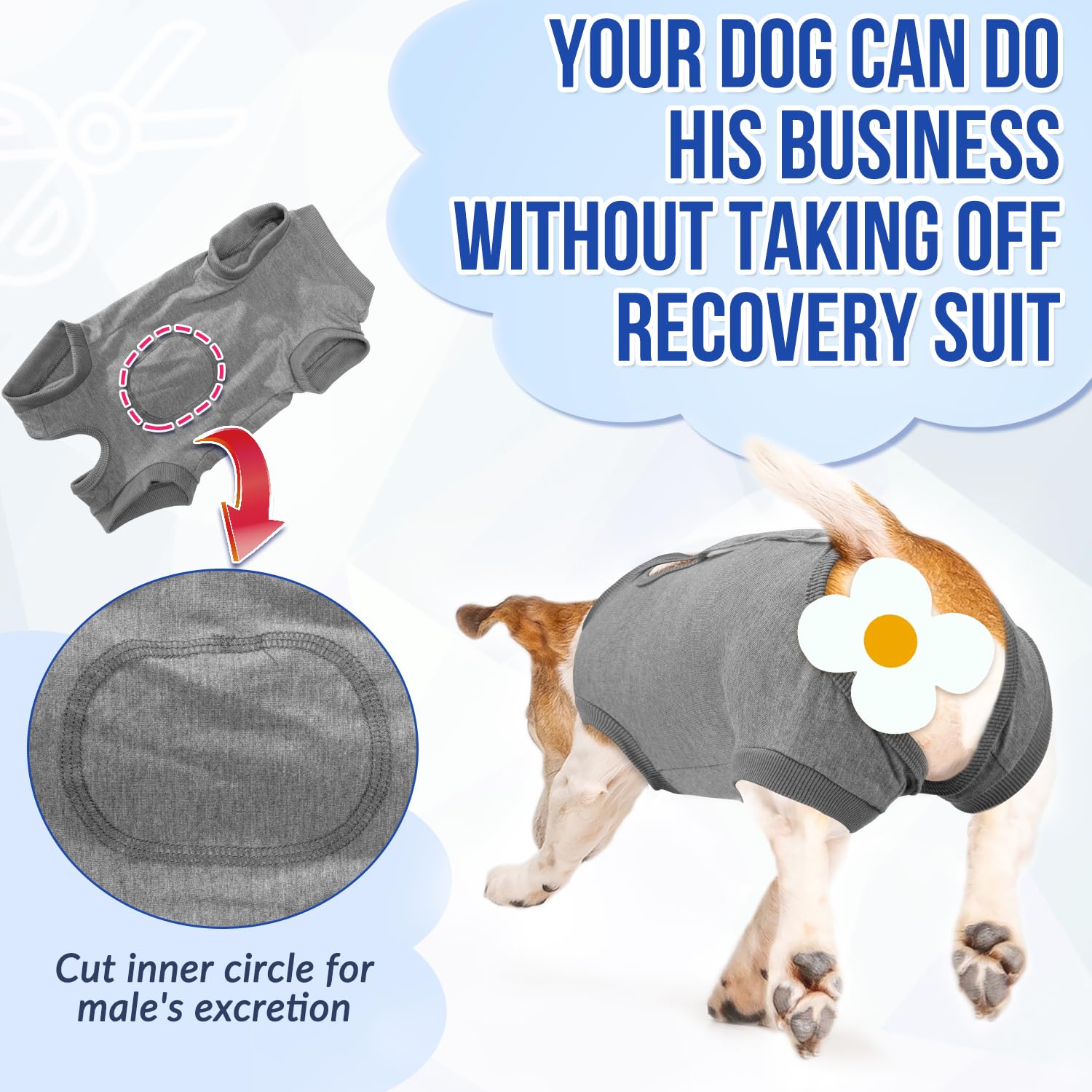 Lukovee Recovery Suit diseño unisex: sirve para perros macho y hembra.
