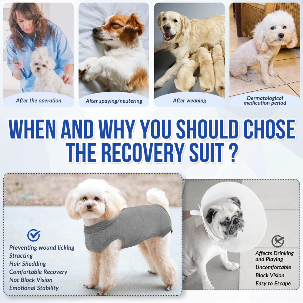 Lukovee Recovery Suit tejido transpirable: mantiene al perro cómodo durante la recuperación.
