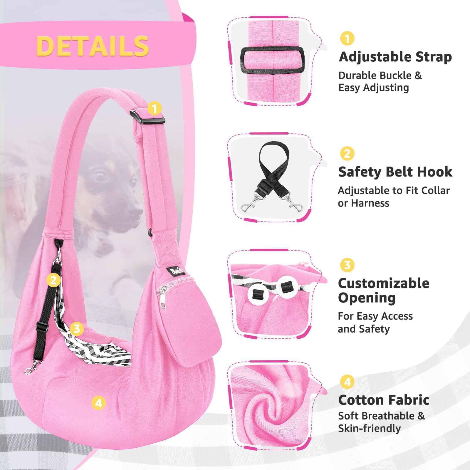 Lukovee Sling: cierre de seguridad para proteger a la mascota.