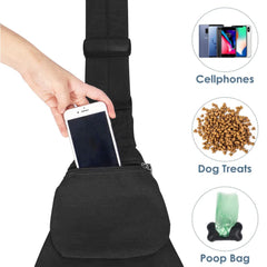 Lukovee Pet Sling con gancho de seguridad y botones para evitar caídas.