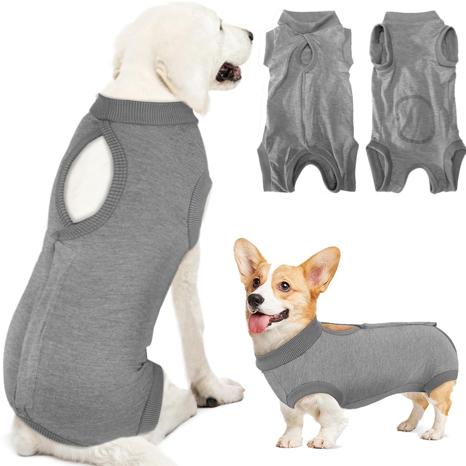 Traje de recuperación Lukovee para perros, ajuste seguro y cómodo.