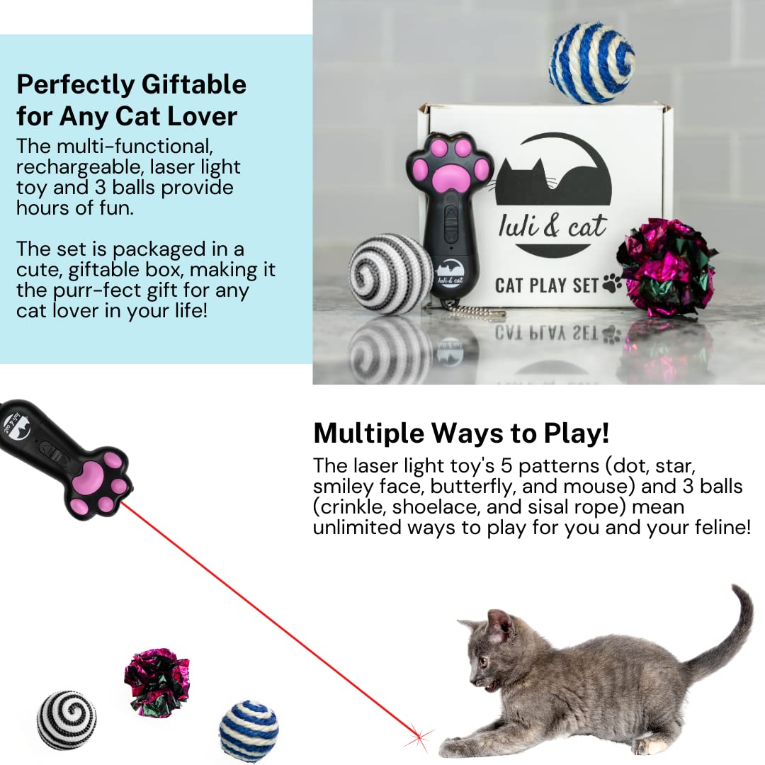 Luli & Cat juguete láser resistente, diseñado para sesiones de juego prolongadas.