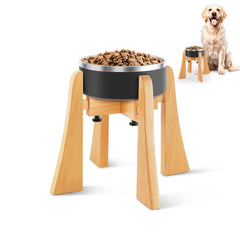 LuLuwood alzador plato perro madera haya, altura 10 pulgadas para ergonomía al comer