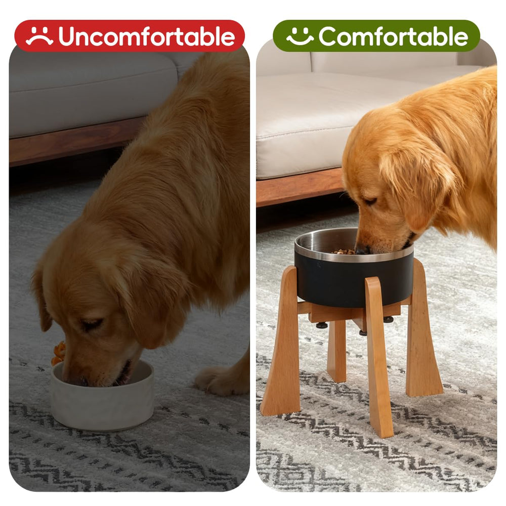 LuLuwood alzador plato perro madera haya, altura 12 pulgadas para perros grandes