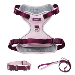 Arnés LULUPET 3 en 1 rosa, ajuste cómodo para razas pequeñas.