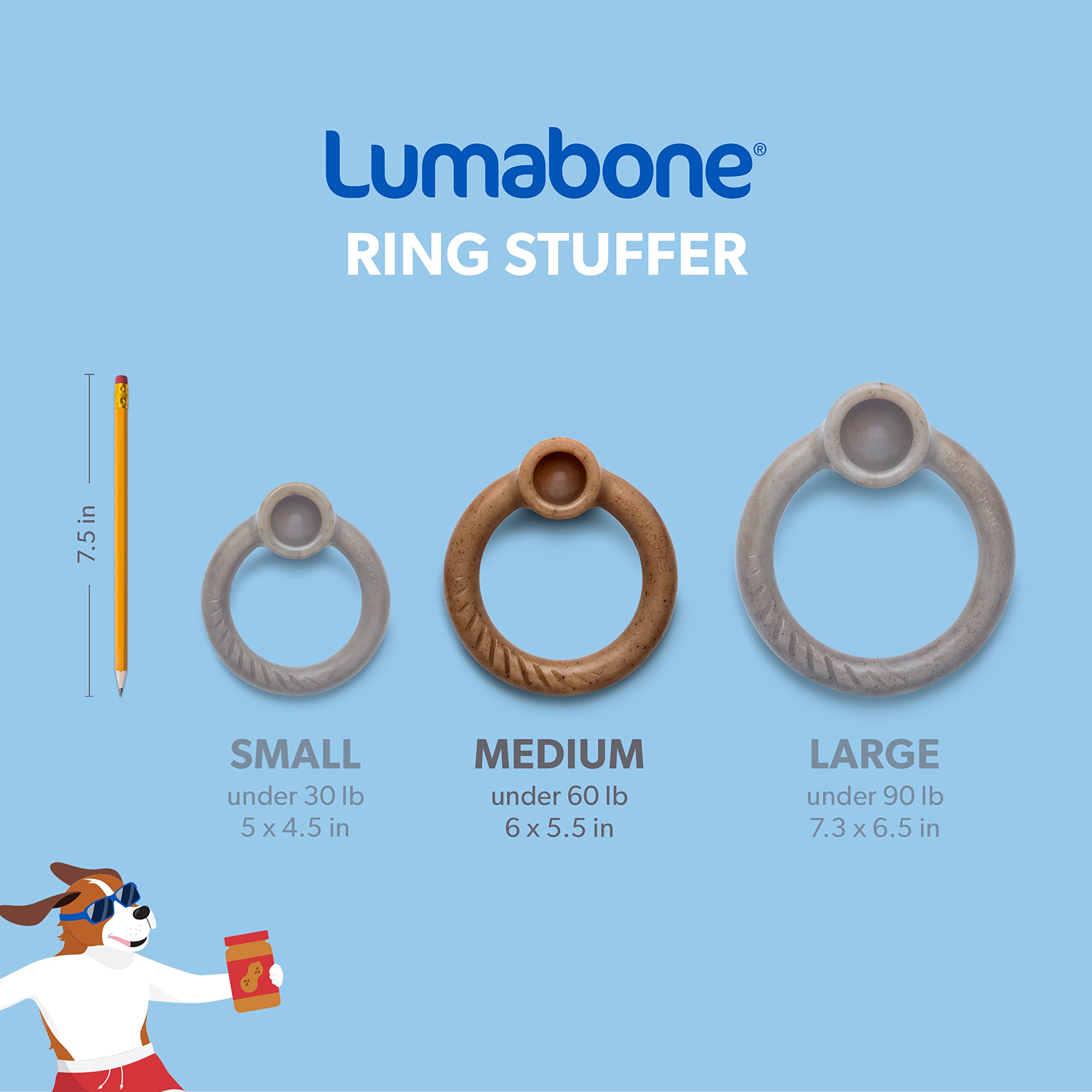 Lumabone Ring Stuffer, ideal para tiempos de descanso o viajes del perro.
