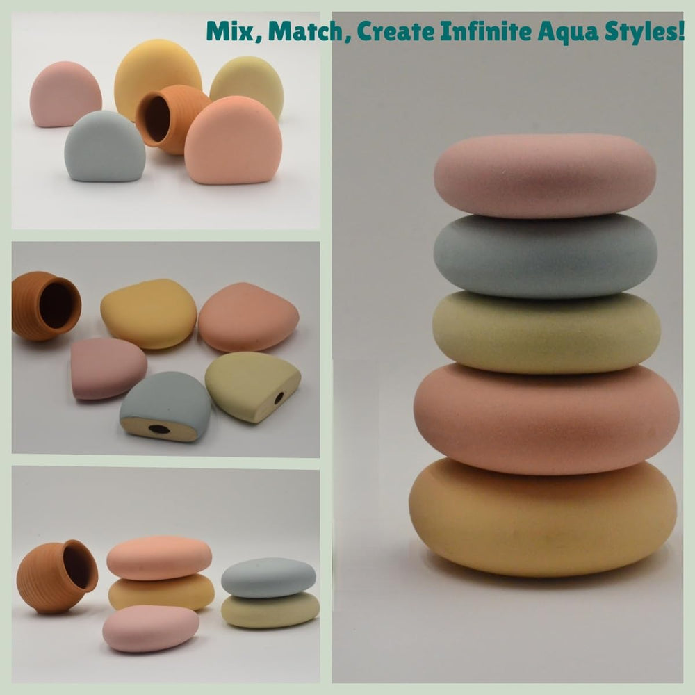 LummiPlay domo cerámico acuario azul pastel, ambiente tranquilo y escondites naturales para peces.