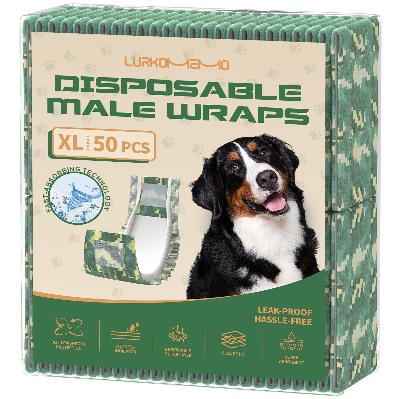 Pañales para perro macho LURKOMEMO con ajuste seguro para paseos diarios