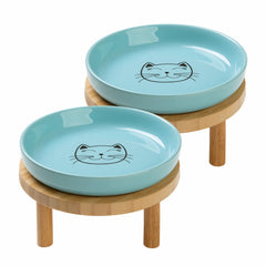 Lusifaco cuenco elevado cerámico para gato, comodidad al comer.