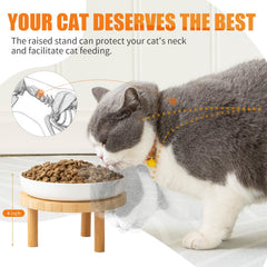 Lusifaco soporte bambu para platos felinos, estacion estable.