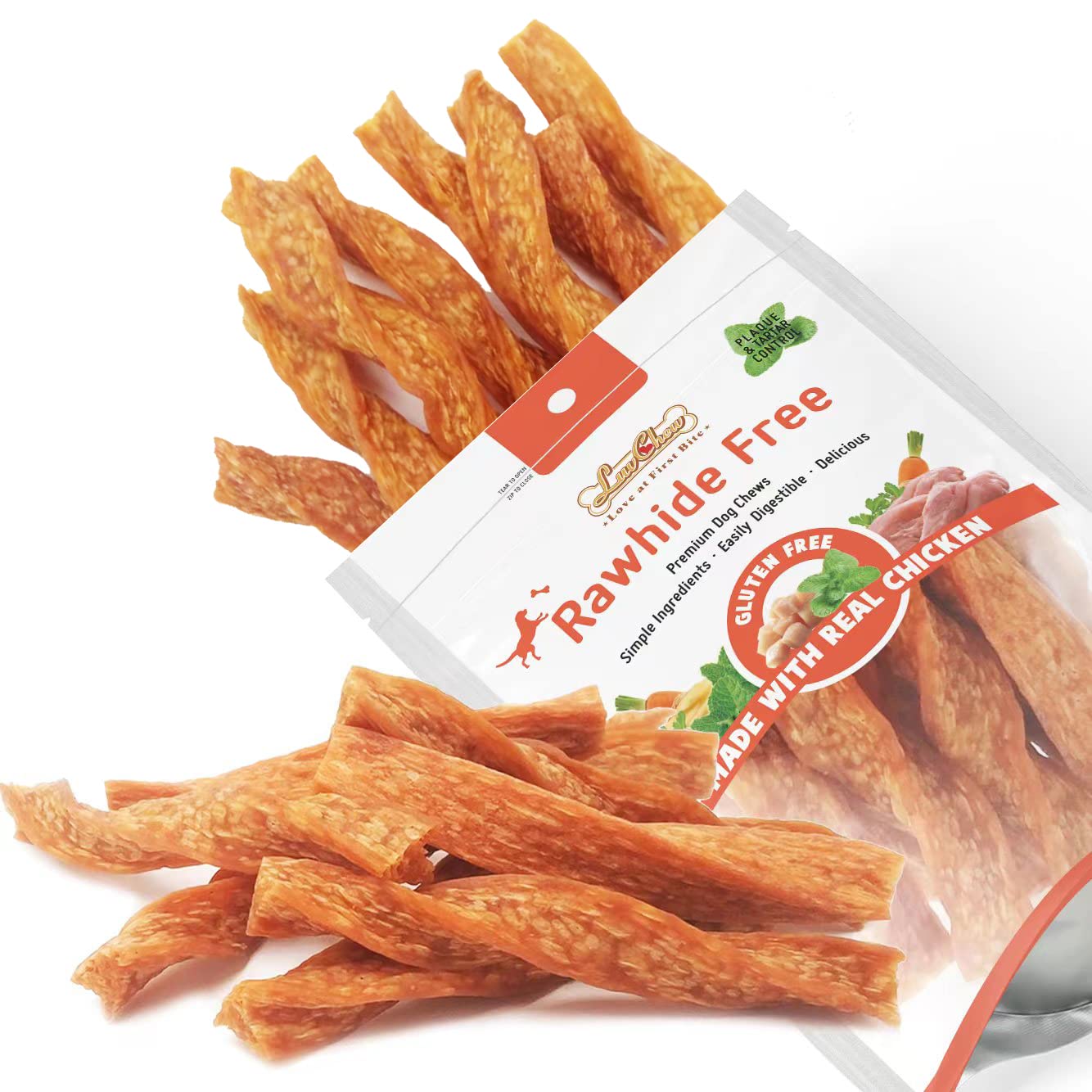 LuvChew sticks torsadés au poulet, emballage prêt à offrir pour chien