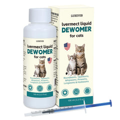 LuxeVib Desparasitante para gatos, botella vertiendo, apoyo digestivo suave