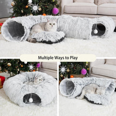 LVUVXVAV túnel-cama para gatos multi-espacios, diseño circular para varias mascotas.