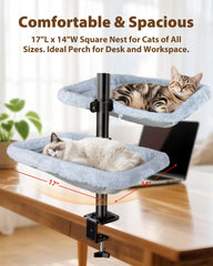 L&W BROS. Percha ajustable para gatos 360, ofrece espacio personal.