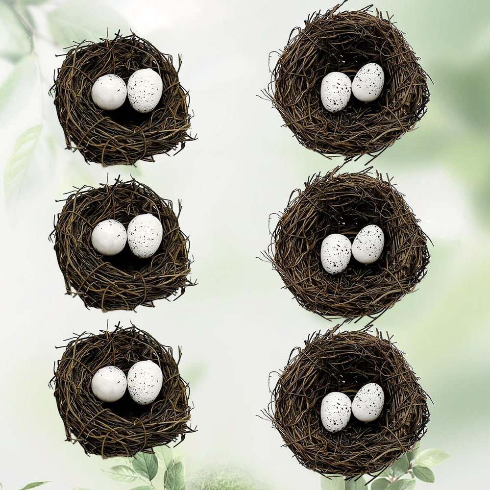 LWINGFLYER nido de ratán miniatura con huevos, ideal para manualidades