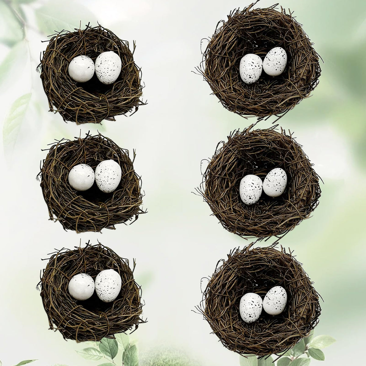LWINGFLYER nido de ratán miniatura con huevos, ideal para manualidades