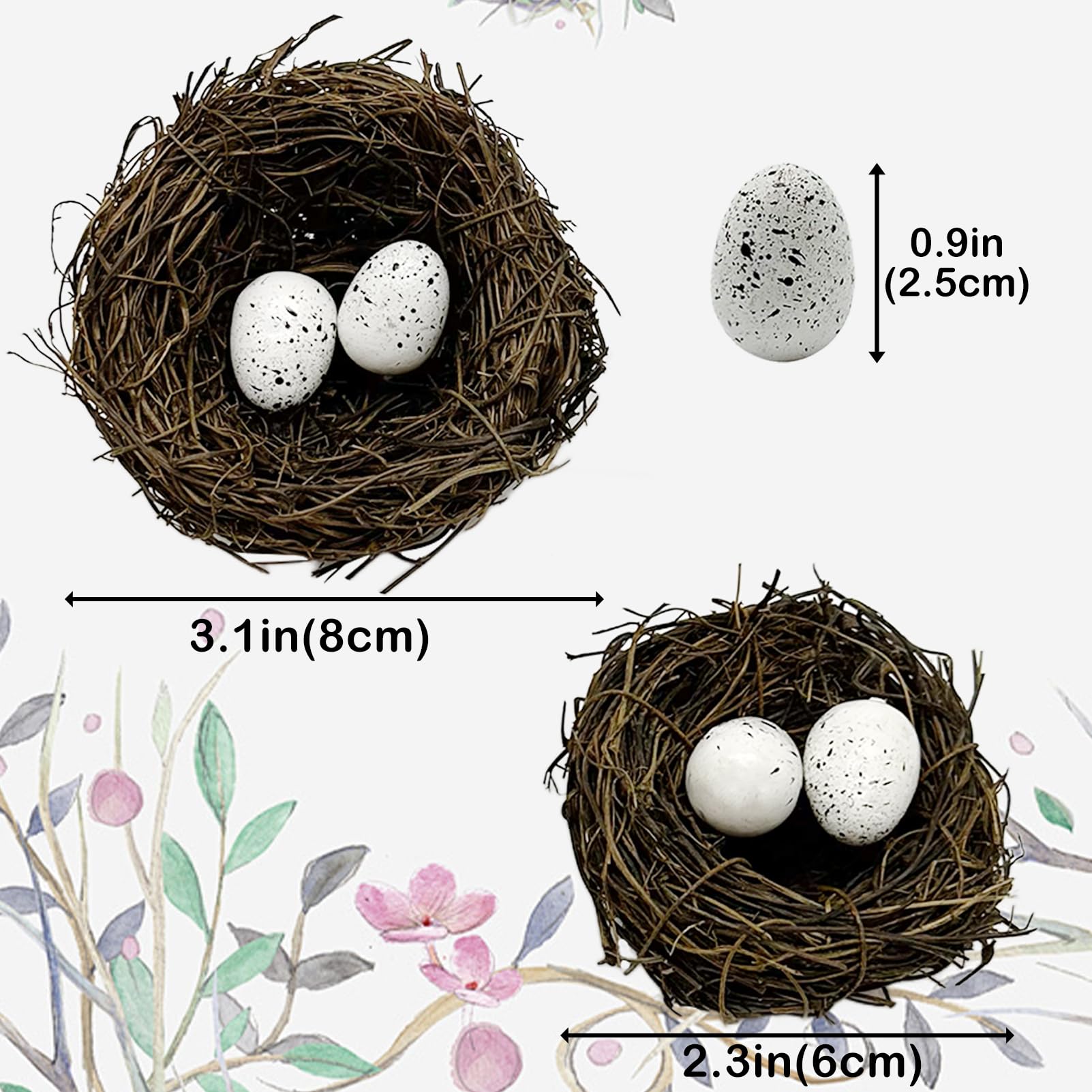 LWINGFLYER nido de ratán miniatura con huevos de espuma, decoraciones duraderas