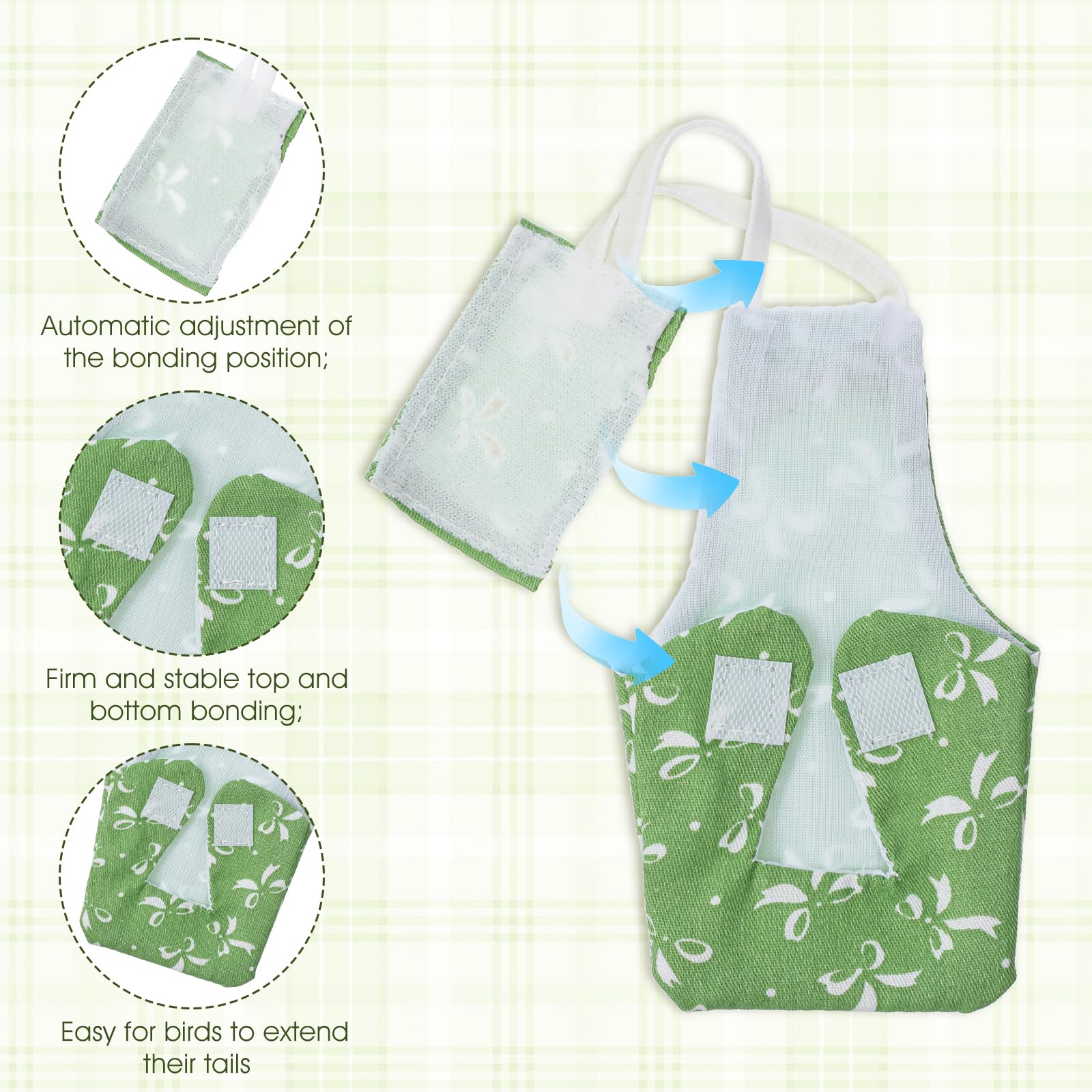Pañal LXUEJIE para aves diseño kiwi, ajuste seguro y cómodo.