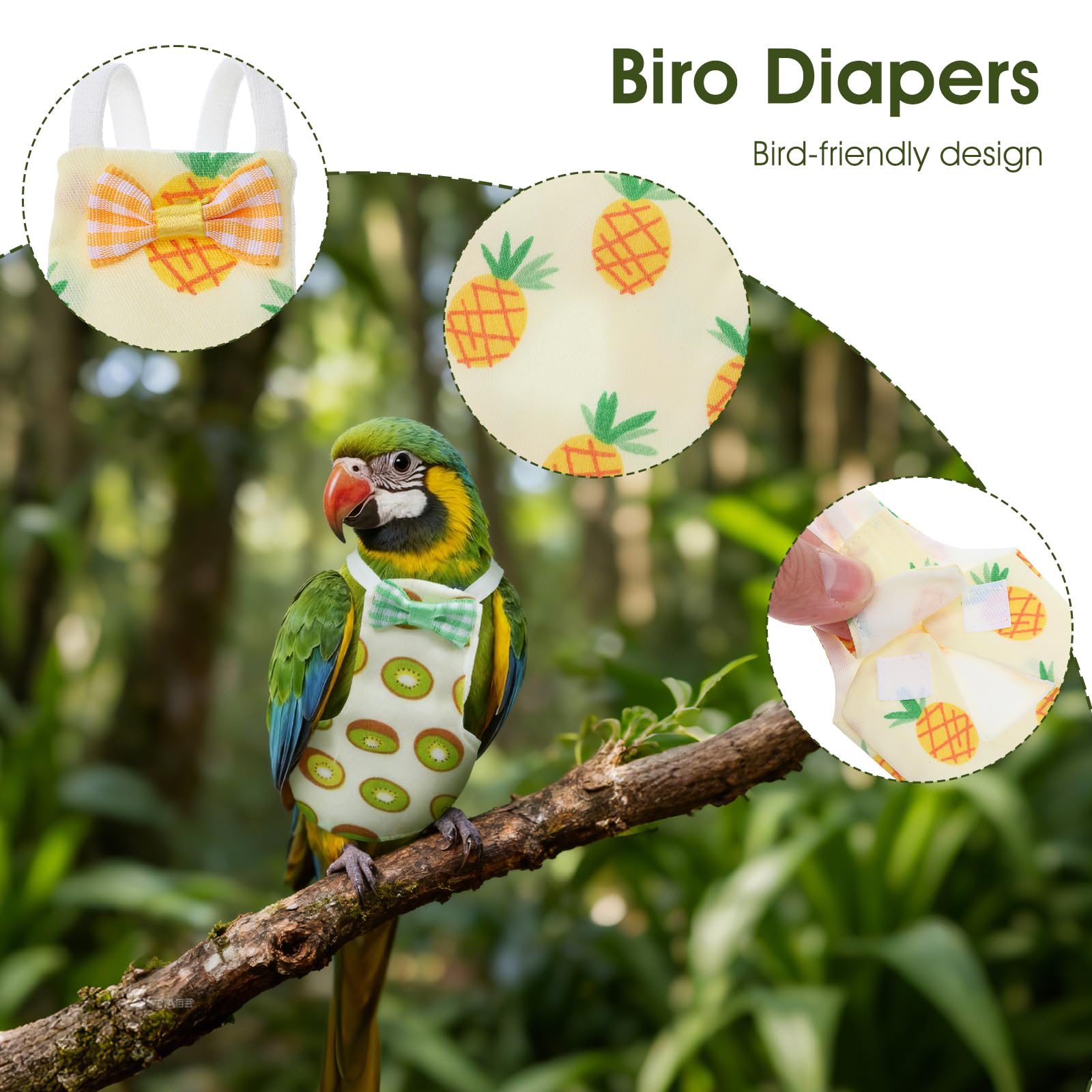 Pañal LXUEJIE para aves diseño lazo, estilo y confort.