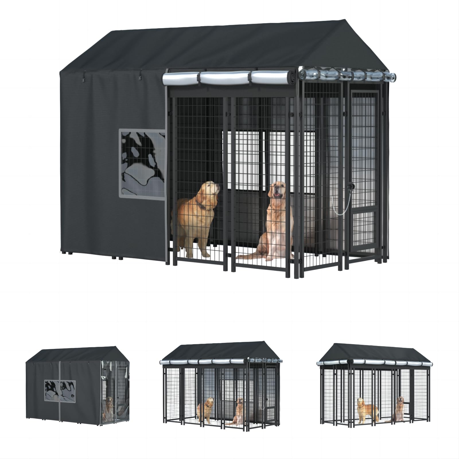 LYBOSH cubierta para jaula exterior, vista frontal, protección contra lluvia y viento