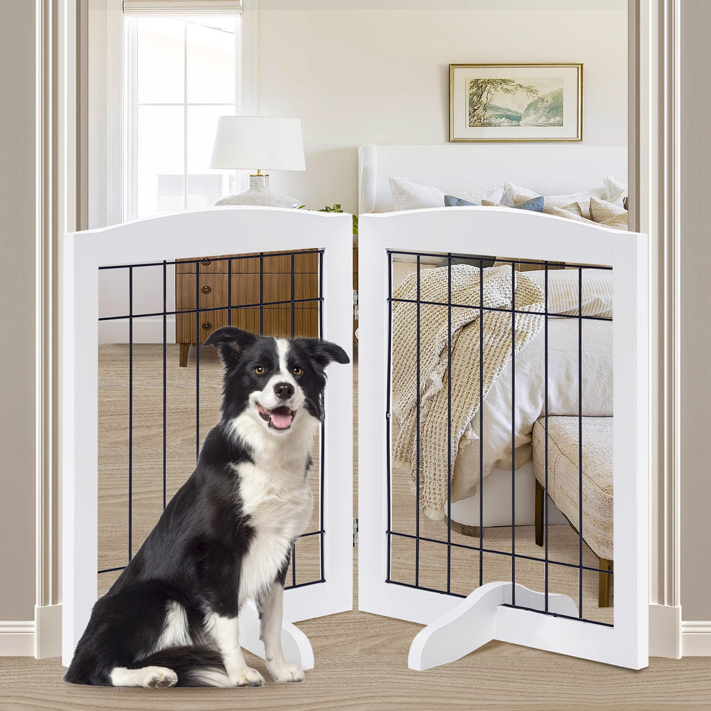 LZRS portón para perros de dos paneles plegable, ideal para puertas y pasillos.