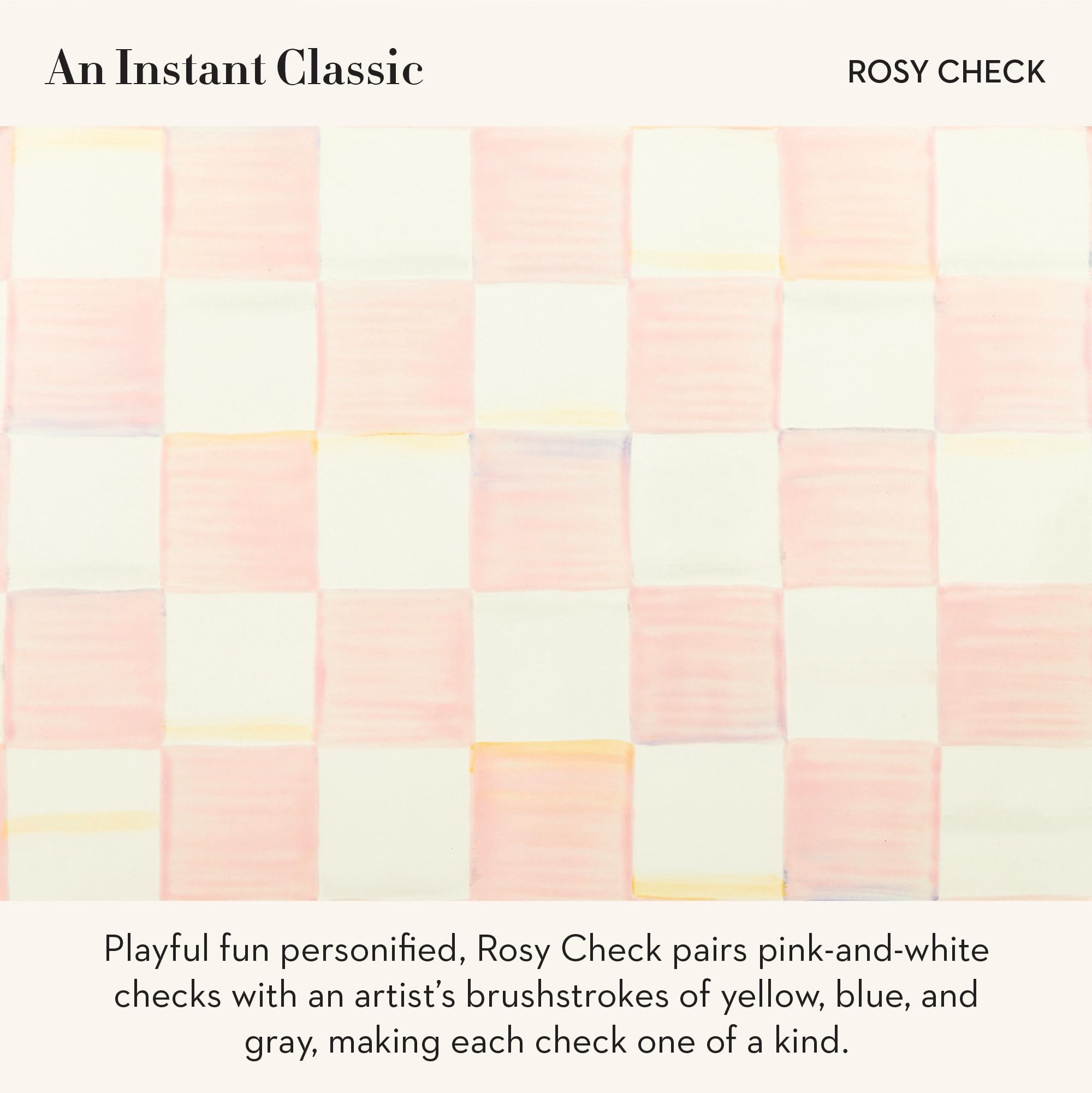 Diseno Rosy Check de Mackenzie-Childs para interiores elegantes.